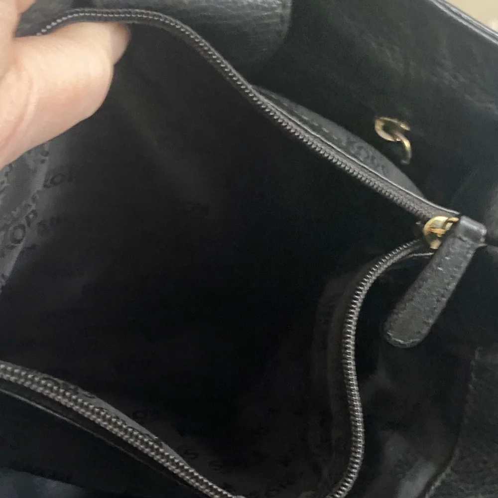 Michael Kors Black Leather Satchel with Gold Hardware